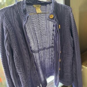 L.L. Bean Women's Purple Cable Knit Sweater